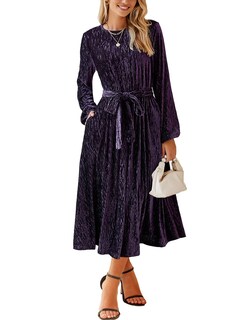 Foto 1 | Foto 1 | Vestido Largo Happy Sailed Velvet Fall A-line Morado, Talla Grande - Venta Internacional.