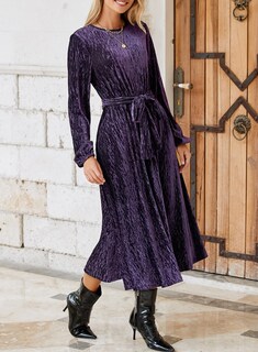 Foto 5 | Foto 5 | Vestido Largo Happy Sailed Velvet Fall A-line Morado, Talla Grande - Venta Internacional.