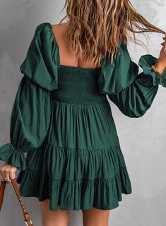 Foto 2 | Foto 2 | Vestido De Verano Dokotoo Con Hombros Descubiertos Y Cuello En V Verde Para Mujer - Venta Internacional.