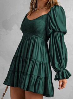 Foto 3 | Foto 3 | Vestido De Verano Dokotoo Con Hombros Descubiertos Y Cuello En V Verde Para Mujer - Venta Internacional.
