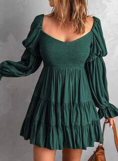 Foto 4 | Foto 4 | Vestido De Verano Dokotoo Con Hombros Descubiertos Y Cuello En V Verde Para Mujer - Venta Internacional.