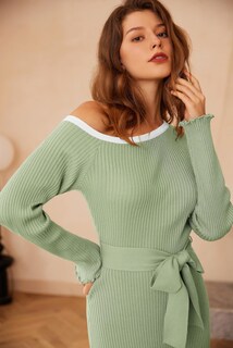 Foto 5 | Foto 5 | Vestido Tipo Jersey Grace Karin Para Mujer, Manga Larga, Gris Claro, Verde - Venta Internacional.