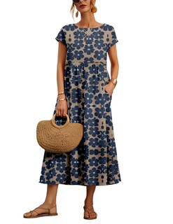 Foto 1 | Foto 1 | Vestido Wrolem Casual De Verano De Algodón Con Bolsillos Para Mujer 2024 - Venta Internacional.