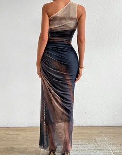 Foto 2 | Foto 2 | Vestido Largo Wdirara Para Mujer Con Un Solo Hombro Fruncido, Anudado - Venta Internacional.