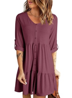 Foto 1 | Foto 1 | Vestido Dokotoo Otoño 2024 De Manga Larga Con Cuello En V Y Volantes Escalonados - Venta Internacional.