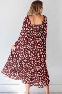 Foto 2 | Foto 2 | Vestido De Novia Dokotoo Boho Con Estampado Floral Chifón Rojo A-line - Venta Internacional.