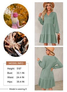 Foto 5 | Foto 5 | Vestido Tipo Suéter Dokotoo Otoño 2024 Manga Larga Con Cuello En V Verde - Venta Internacional.