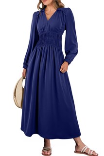 Foto 1 | Foto 1 | Vestido Blencot Para Mujer, Casual, Con Volantes, Cuello En V, Escalonado, Azul Marino Fluido - Venta Internacional.