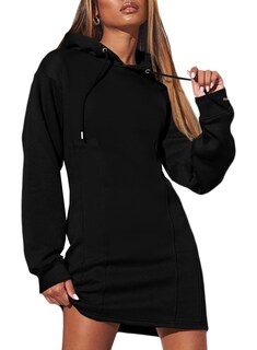 Foto 1 | Foto 1 | Vestido Tipo Sudadera Con Capucha Alvaq Otoño 2024 Para Mujer Negro - Venta Internacional.