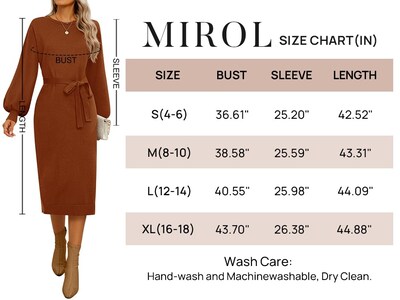 Foto 6 | Foto 6 | Vestido Tipo Suéter Mirol Para Mujer, Otoño 2024, Cuello Redondo, Óxido - Venta Internacional.