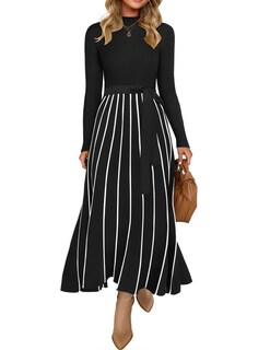 Foto 1 | Foto 1 | Vestido Tipo Suéter Zesica Para Mujer, Otoño 2024, Cuello Alto, Negro - Venta Internacional.