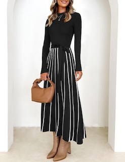 Foto 3 | Foto 3 | Vestido Tipo Suéter Zesica Para Mujer, Otoño 2024, Cuello Alto, Negro - Venta Internacional.