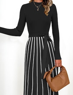 Foto 7 | Foto 7 | Vestido Tipo Suéter Zesica Para Mujer, Otoño 2024, Cuello Alto, Negro - Venta Internacional.