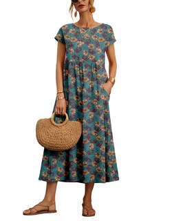 Foto 1 | Foto 1 | Vestido Wrolem Casual De Verano De Algodón Con Bolsillos Para Mujer 2024 - Venta Internacional.