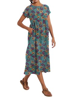 Foto 2 | Foto 2 | Vestido Wrolem Casual De Verano De Algodón Con Bolsillos Para Mujer 2024 - Venta Internacional.