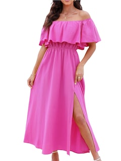 Foto 1 | Foto 1 | Vestido Largo Cupshe Para Mujer, Cuello Descubierto, Manga Corta, Fucsia - Venta Internacional.