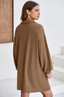 Foto 2 | Foto 2 | Vestido Alvaq Otoño 2024 Para Mujer Con Botones Y Manga Larga, Marrón - Venta Internacional.
