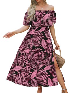 Foto 1 | Foto 1 | Vestido Cupshe Para Mujer En Forma De A, Con Hombros Descubiertos, Volantes, Maxi Negro, L - Venta Internacional.