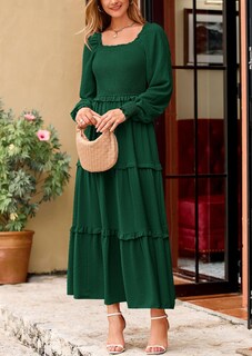 Foto 4 | Foto 4 | Vestido Largo Prettygarden De Manga Larga Para Mujer, Color Verde Oscuro - Venta Internacional.
