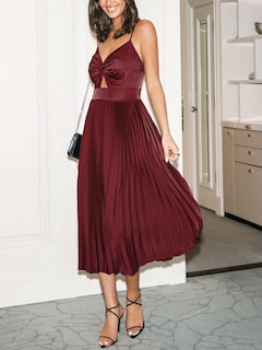 Foto 4 | Foto 4 | Vestido Cupshe Midi Para Mujer 2024, Fiesta, Tirantes Finos, Color Burdeos - Venta Internacional.