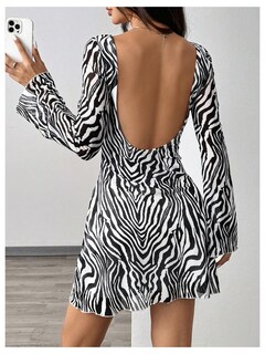 Foto 3 | Foto 3 | Vestido Wdirara Y2k Con Estampado De Leopardo Y Campana De Malla De Manga Larga Para Mujer - Venta Internacional.