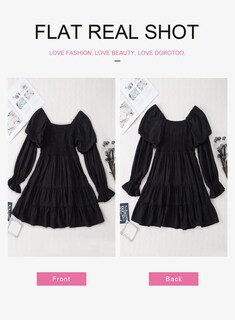 Foto 3 | Foto 3 | Vestido De Verano Dokotoo Con Hombros Descubiertos Y Cuello En V Para Mujer, Negro - Venta Internacional.