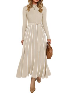 Foto 1 | Foto 1 | Vestido Tipo Suéter Zesica Para Mujer, Otoño 2024, Cuello Alto, Punto Acanalado - Venta Internacional.