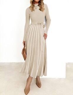 Foto 2 | Foto 2 | Vestido Tipo Suéter Zesica Para Mujer, Otoño 2024, Cuello Alto, Punto Acanalado - Venta Internacional.