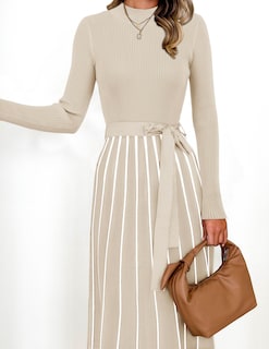 Foto 7 | Foto 7 | Vestido Tipo Suéter Zesica Para Mujer, Otoño 2024, Cuello Alto, Punto Acanalado - Venta Internacional.
