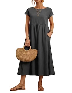 Foto 1 | Foto 1 | Vestido Largo Wrolem Casual De Verano Para Mujer Gris Oscuro - Venta Internacional.