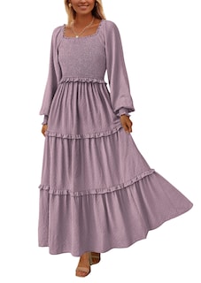 Foto 1 | Foto 1 | Vestido Largo Prettygarden Para Mujer, Primavera, Manga Larga, Gris Y Morado - Venta Internacional.