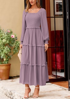 Foto 3 | Foto 3 | Vestido Largo Prettygarden Para Mujer, Primavera, Manga Larga, Gris Y Morado - Venta Internacional.