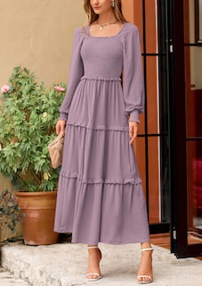 Foto 7 | Foto 7 | Vestido Largo Prettygarden Para Mujer, Primavera, Manga Larga, Gris Y Morado - Venta Internacional.