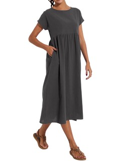 Foto 2 | Foto 2 | Vestido Wrolem Casual De Verano De Algodón Con Bolsillos Para Mujer 2024 - Venta Internacional.