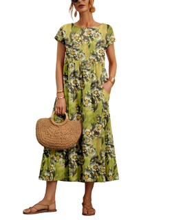 Foto 1 | Foto 1 | Vestido Wrolem Casual De Verano De Algodón Con Bolsillos Para Mujer 2024 - Venta Internacional.