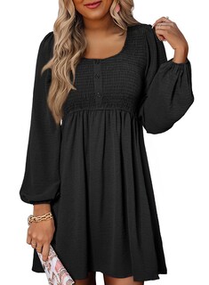 Foto 1 | Foto 1 | Vestido Dokotoo De Manga Larga Con Cuello Redondo Y Cintura Imperial Abotonada - Venta Internacional.