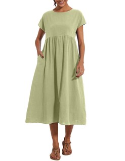 Foto 5 | Foto 5 | Vestido Wrolem Casual De Verano De Algodón Con Bolsillos Para Mujer 2024 - Venta Internacional.