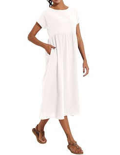 Foto 2 | Foto 2 | Vestido Wrolem Casual De Verano De Algodón Con Bolsillos Para Mujer 2024 - Venta Internacional.