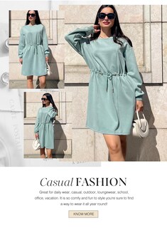 Foto 5 | Foto 5 | Minivestido Casual Dokotoo Para Mujer, Cintura Con Cordón, Verde - Venta Internacional.
