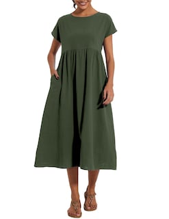 Foto 5 | Foto 5 | Vestido Wrolem Casual De Verano De Algodón Con Bolsillos Para Mujer 2024 - Venta Internacional.