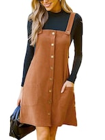 Vestido Casual Cupshe Cuello Cuadrado Con Botones En La Parte Delantera De Poliéster Naranja - Venta Internacional.