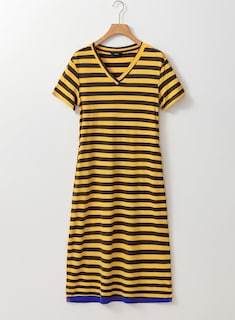 Foto 3 | Foto 3 | Vestido Largo Dokotoo 2025 Con Cuello En V Y Manga Corta A Rayas Amarillo - Venta Internacional.