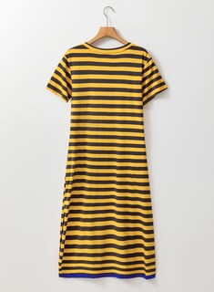 Foto 4 | Foto 4 | Vestido Largo Dokotoo 2025 Con Cuello En V Y Manga Corta A Rayas Amarillo - Venta Internacional.