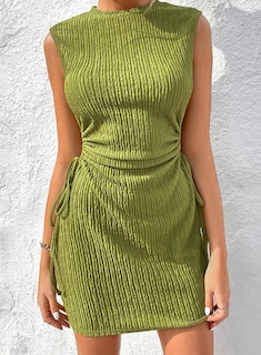 Foto 3 | Foto 3 | Vestido Acelit Casual De Verano Con Cuello Redondo, Sin Mangas, Verde Xxl - Venta Internacional.