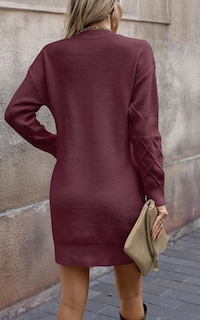 Foto 3 | Foto 3 | Vestido Tipo Suéter Angashion 2025 Otoño-invierno Para Mujer, Color Rojo Vino - Venta Internacional.