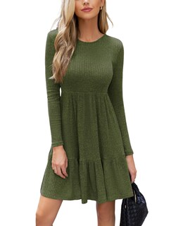 Foto 1 | Foto 1 | Vestido Cupshe De Otoño Para Mujer 2025, Tejido Con Volantes, Verde Oliva - Venta Internacional.