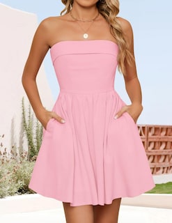 Foto 3 | Foto 3 | Vestido Zesica Summer Strapless Mini 2025 Con Hombros Descubiertos Rosa - Venta Internacional.