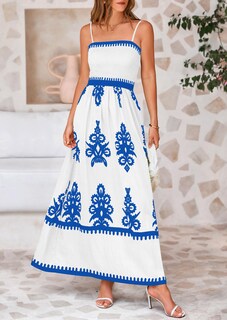 Foto 4 | Foto 4 | Vestido De Verano Prettygarden Vestido De Verano Con Estampado Floral Para Mujer, Blanco Y Azul - Venta Internacional.