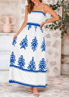 Foto 7 | Foto 7 | Vestido De Verano Prettygarden Vestido De Verano Con Estampado Floral Para Mujer, Blanco Y Azul - Venta Internacional.