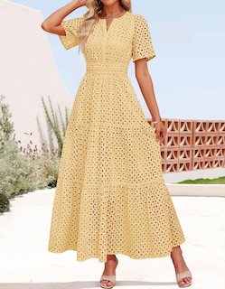 Foto 6 | Foto 6 | Vestido Largo Zesica 2025 De Verano Con Manga Corta Y Cuello En V Para Mujer - Venta Internacional.